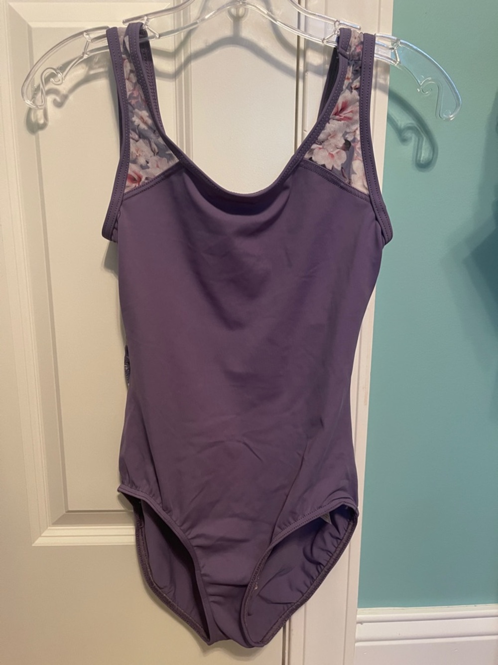 balera Purple Floral-Accent Leotard Bodysuit